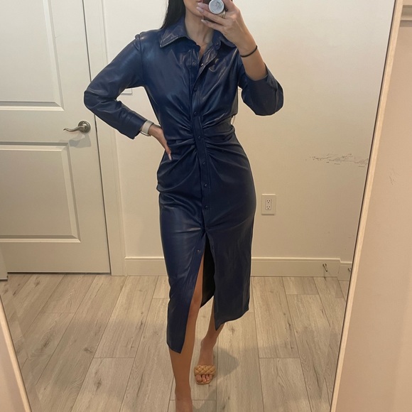 Zara Faux Leather Midi Dress - Picture 6 of 16